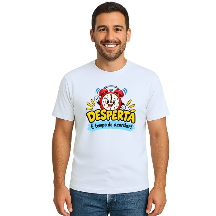 Camiseta Desperta Tempo de Acordar Estampa Personalizada