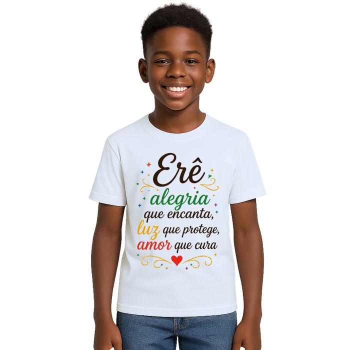 Camiseta Erê Alegria Luz Amor Estampa Personalizada