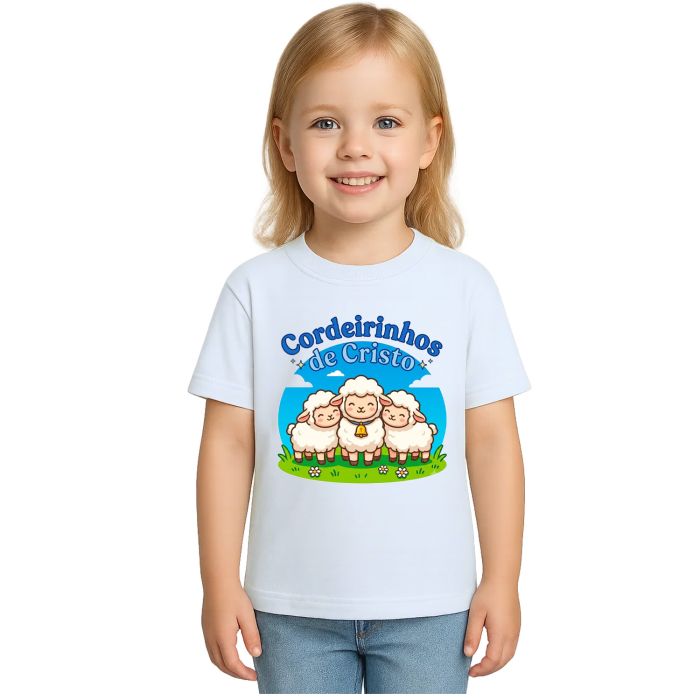 Camiseta Cordeirinhos de Jesus Cristo Estampa Personalizada