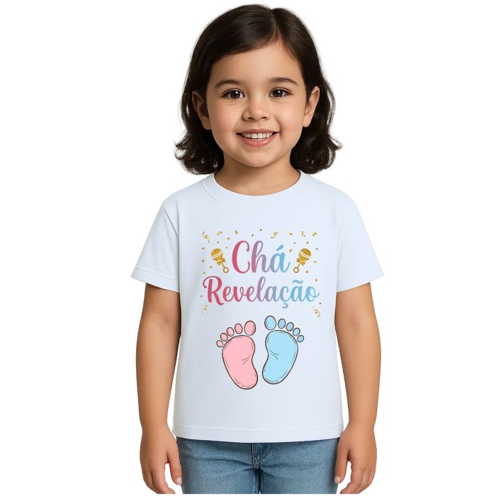 Camiseta Chá Revelação Pezinho Estampa Personalizada