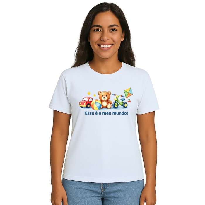 Camiseta Brincar é o Meu Mundo Estampa Personalizada