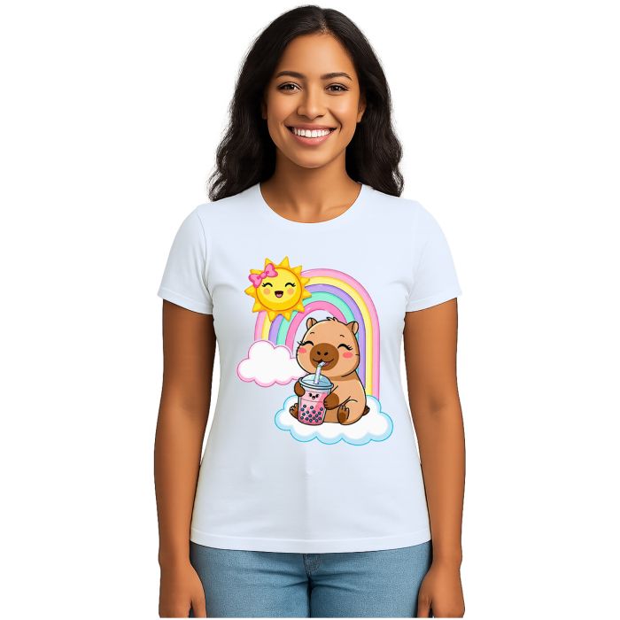 Camiseta Capivara MilkShake Arco Iris Estampa Personalizada