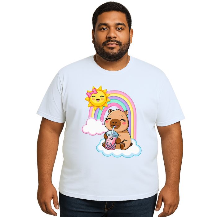 Camiseta Capivara MilkShake Arco Iris Estampa Personalizada