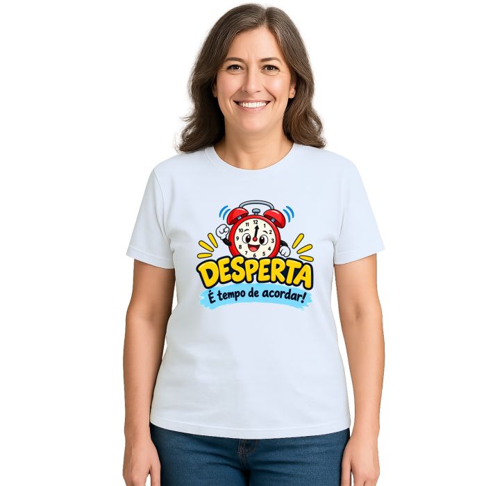 Camiseta Desperta Tempo de Acordar Estampa Personalizada
