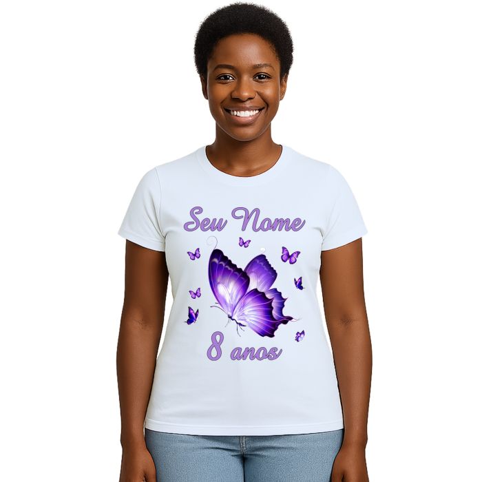 Camiseta Borboletas Purple Butterflies Estampa Personalizada