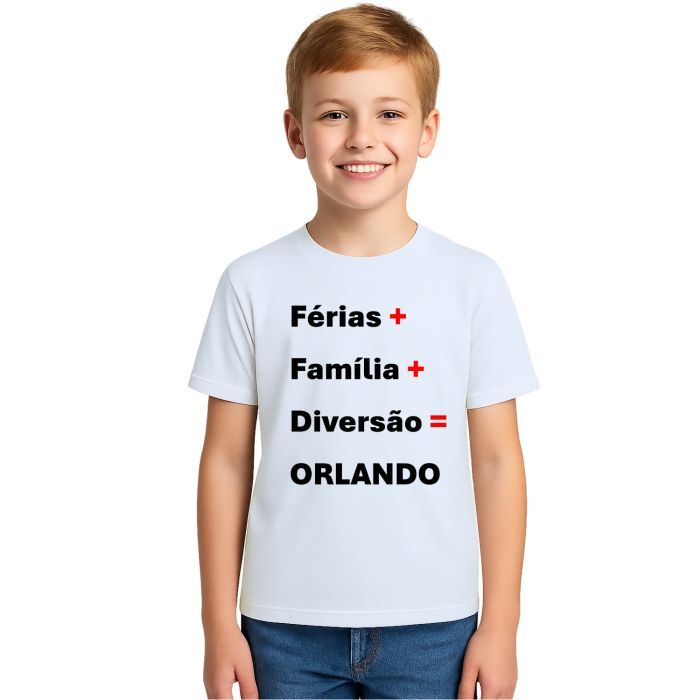 Camiseta Férias Família Diversão Orlando Personalizada