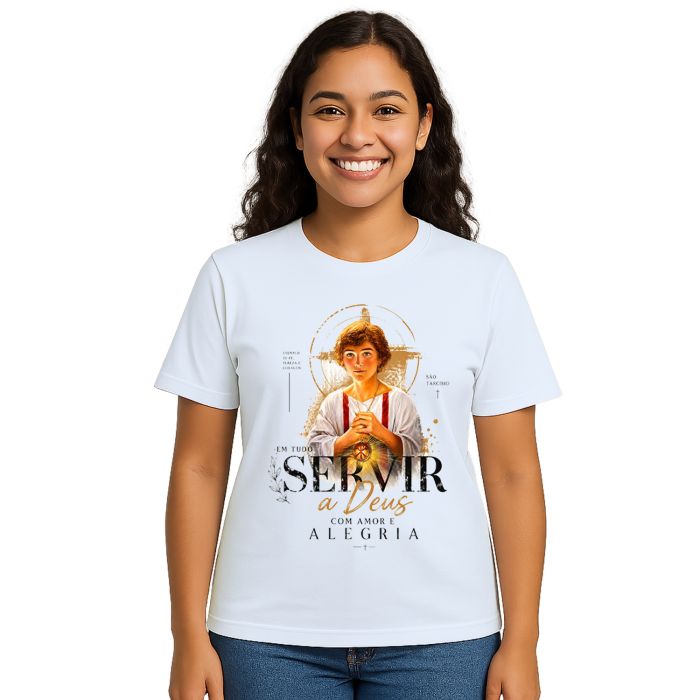 Camiseta São Tarcísio Servir a Deus Estampa Personalizada