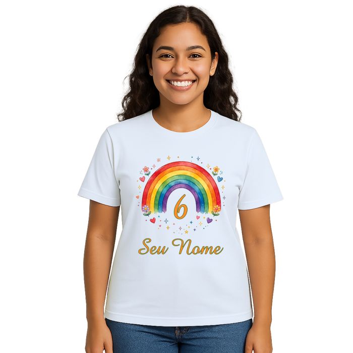 Camiseta Arco Íris Mundo Colorido Estampa Personalizada