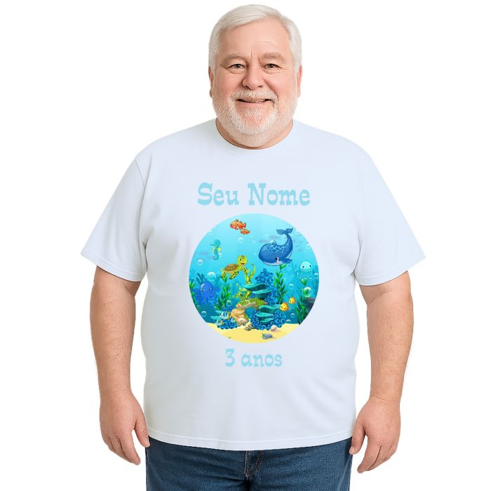 Camiseta Fundo do Mar Peixes Estampa Personalizada