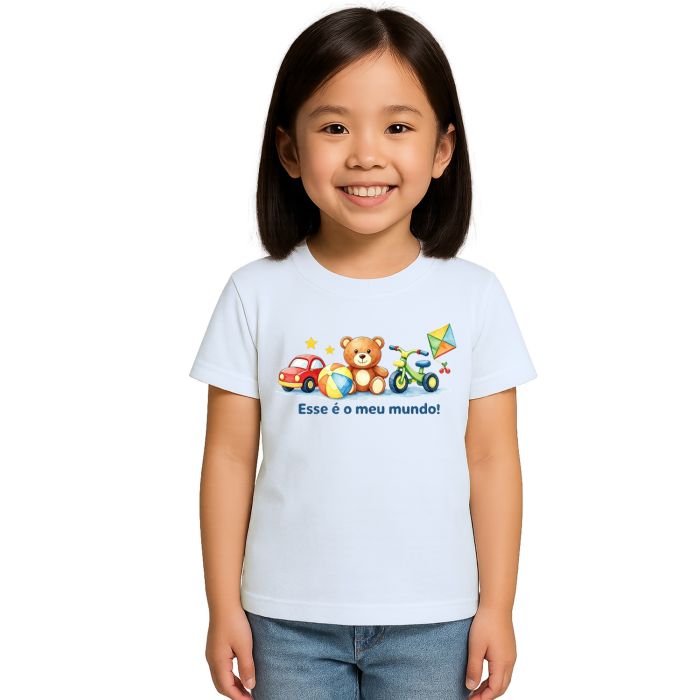 Camiseta Brincar é o Meu Mundo Estampa Personalizada