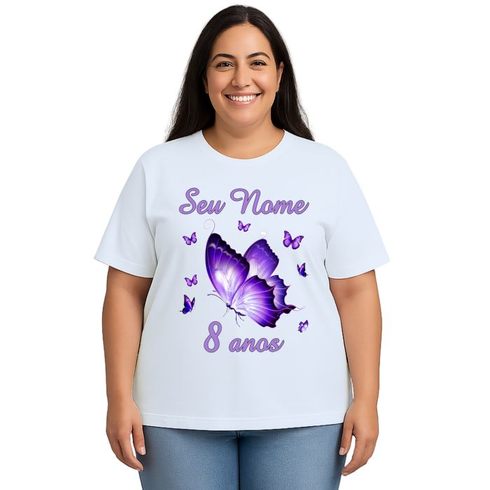 Camiseta Borboletas Purple Butterflies Estampa Personalizada