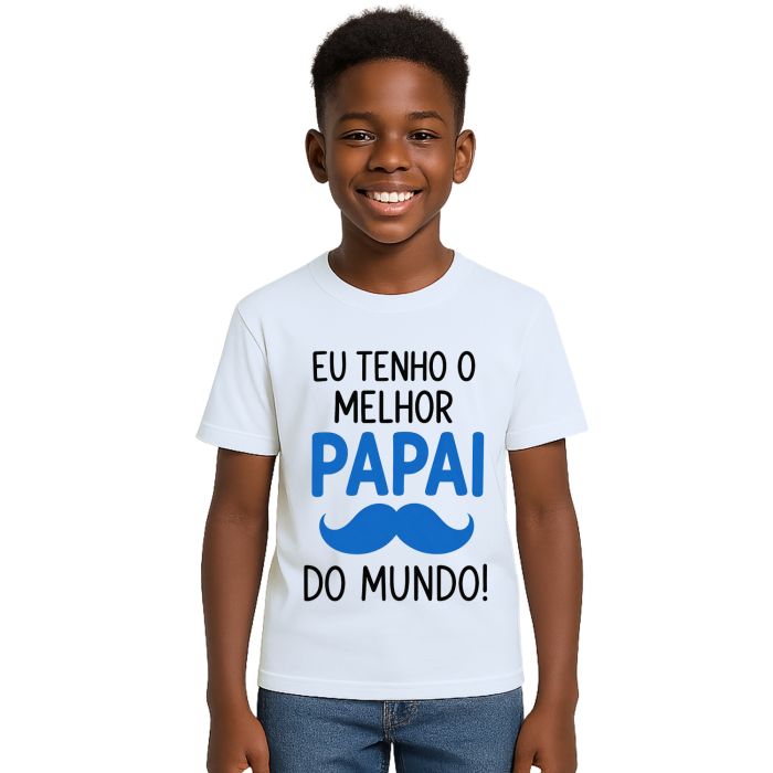Camiseta Melhor Papai do Mundo Bigode Estampa Personalizada