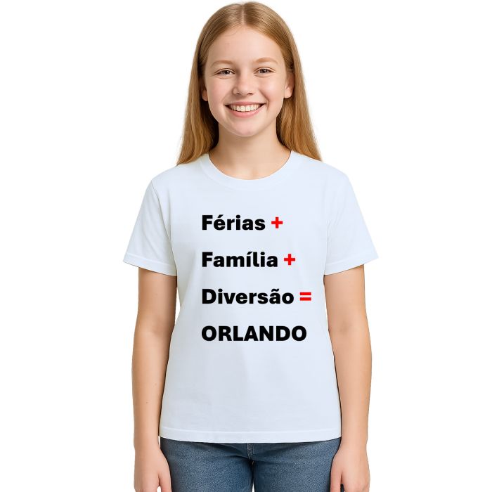 Camiseta Férias Família Diversão Orlando Personalizada