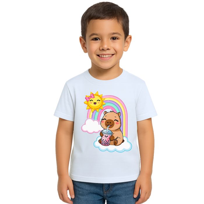 Camiseta Capivara MilkShake Arco Iris Estampa Personalizada