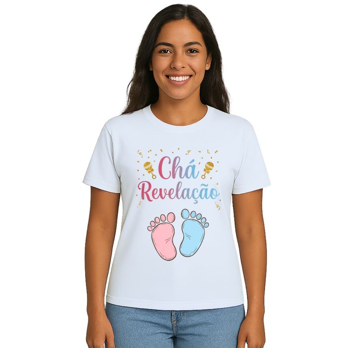 Camiseta Chá Revelação Pezinho Estampa Personalizada