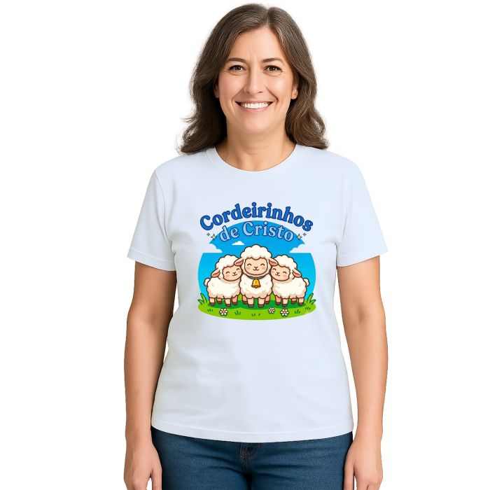 Camiseta Cordeirinhos de Jesus Cristo Estampa Personalizada