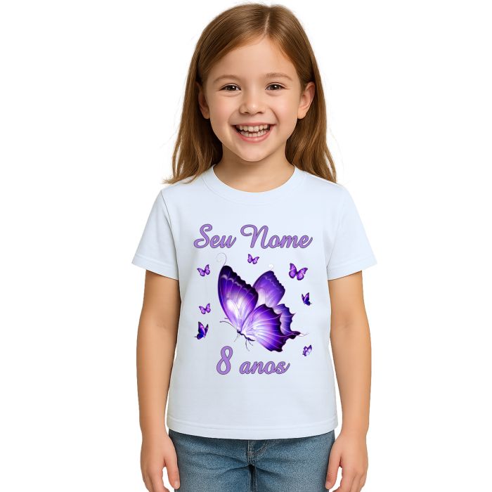 Camiseta Borboletas Purple Butterflies Estampa Personalizada