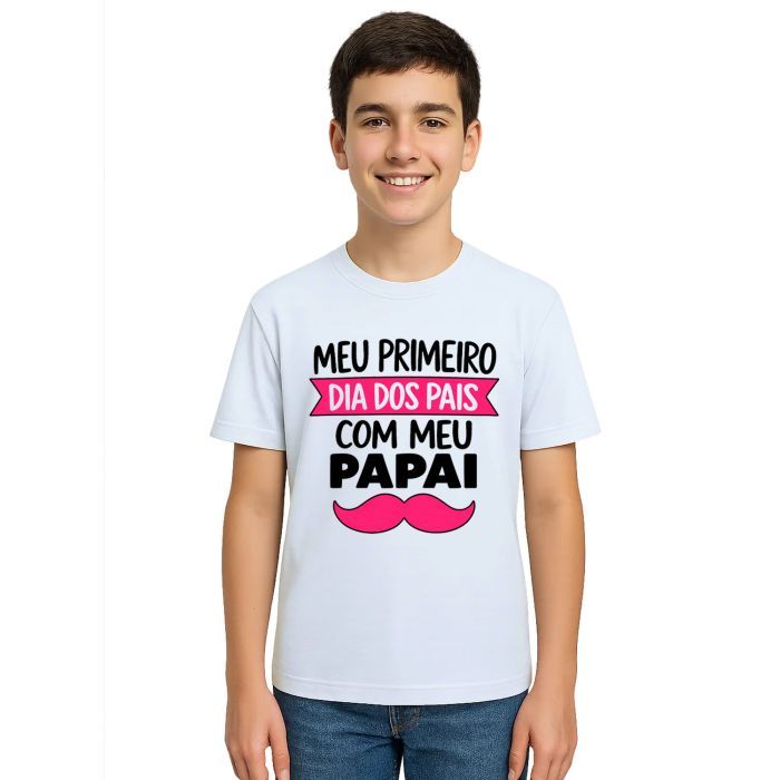 Camiseta Primeiro Dia Dos Pais Bigode Estampa Personalizada