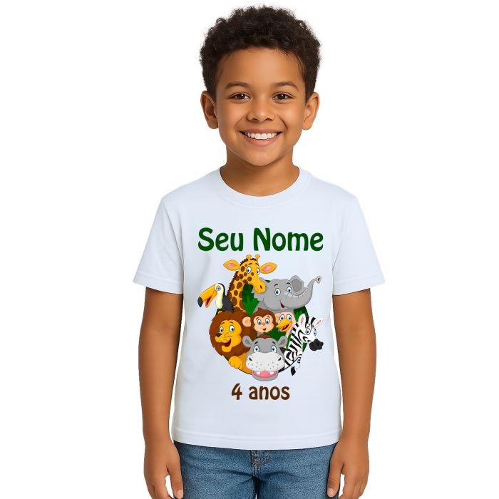 Camiseta Safari Show dos Animais Estampa Personalizada