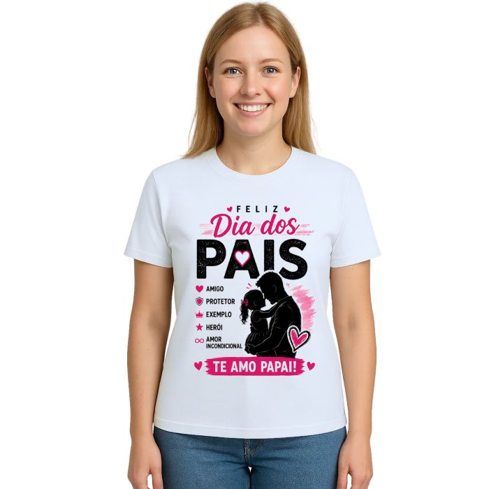Camiseta Feliz Dia Dos Pais Papai Estampa Personalizada