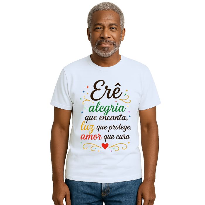 Camiseta Erê Alegria Luz Amor Estampa Personalizada