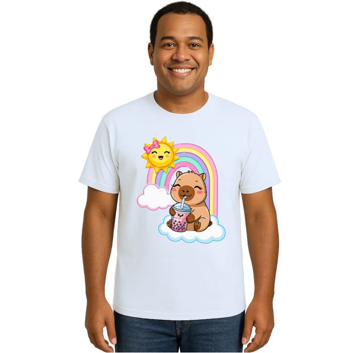 Camiseta Capivara MilkShake Arco Iris Estampa Personalizada