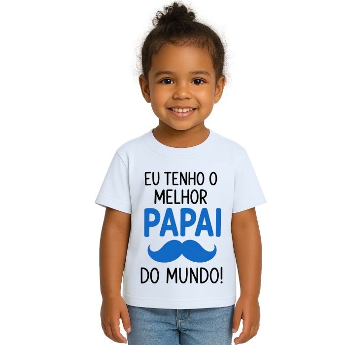 Camiseta Melhor Papai do Mundo Bigode Estampa Personalizada