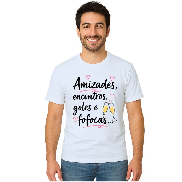 Camiseta Amizades Encontros Fofocas Estampa Personalizada