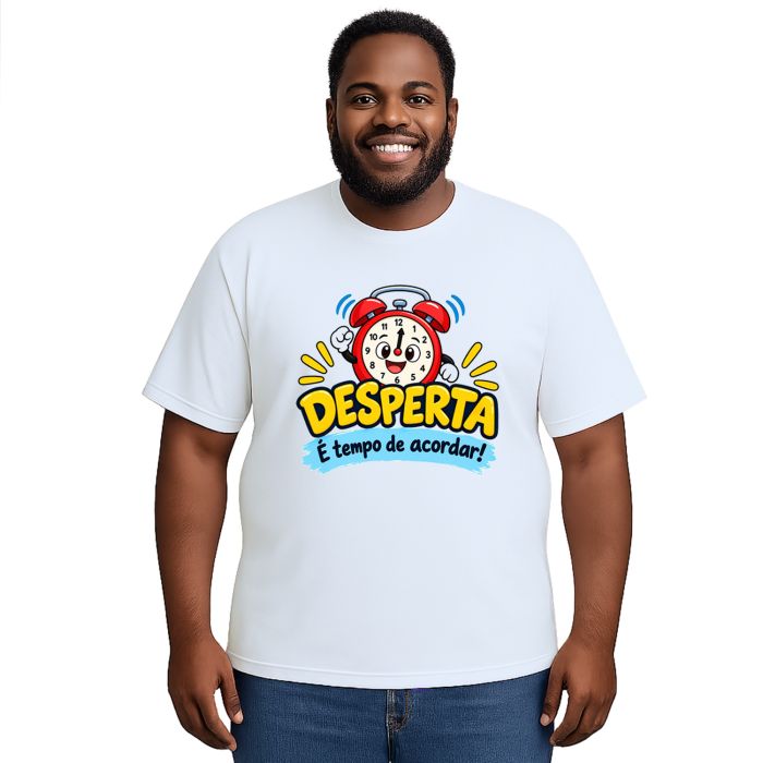 Camiseta Desperta Tempo de Acordar Estampa Personalizada