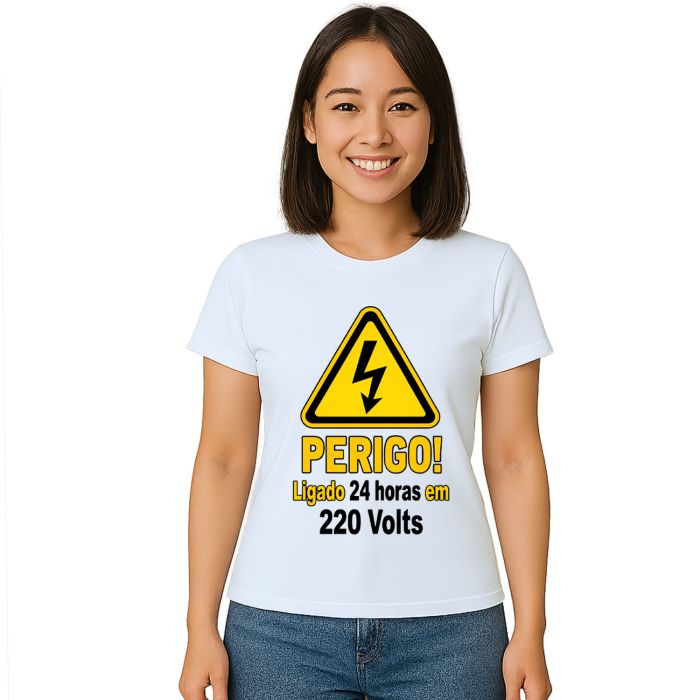 Camiseta Ligado 24 Horas em 220 Volts Estampa Personalizada