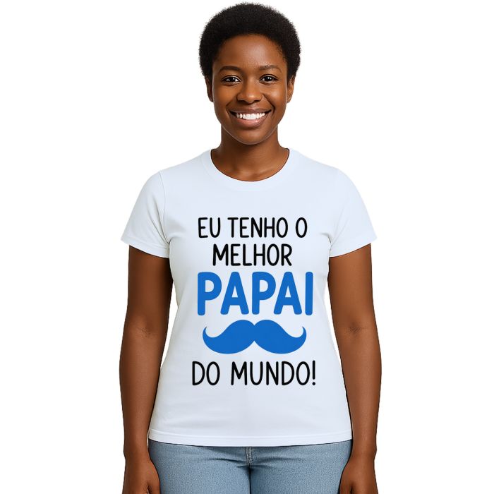 Camiseta Melhor Papai do Mundo Bigode Estampa Personalizada