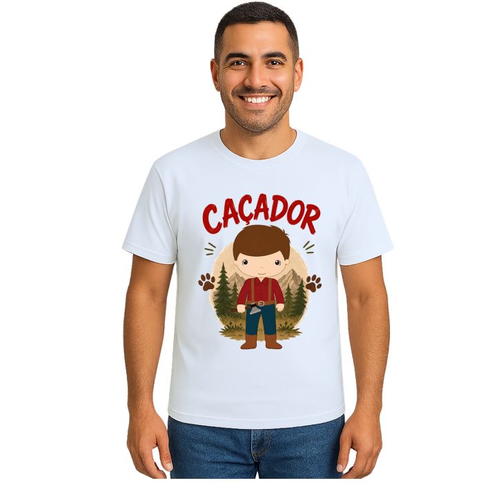 Camiseta Caçador Aventureiro Floresta Estampa Personalizada