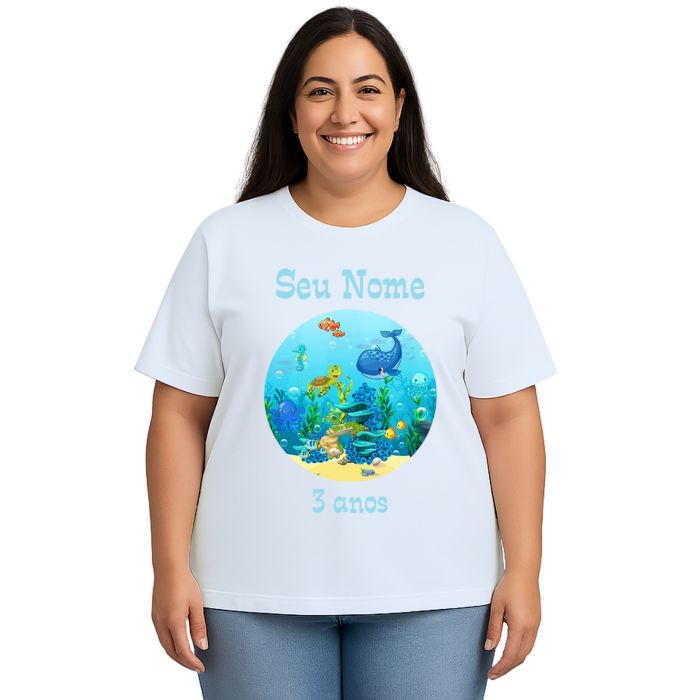 Camiseta Fundo do Mar Peixes Estampa Personalizada