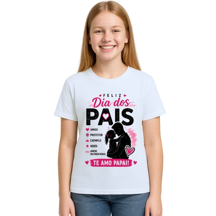 Camiseta Feliz Dia Dos Pais Papai Estampa Personalizada