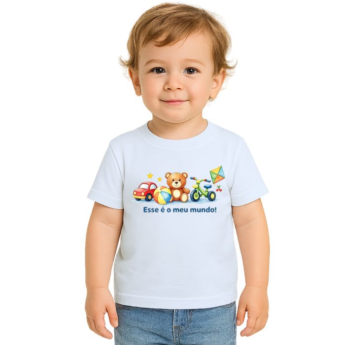 Camiseta Brincar é o Meu Mundo Estampa Personalizada