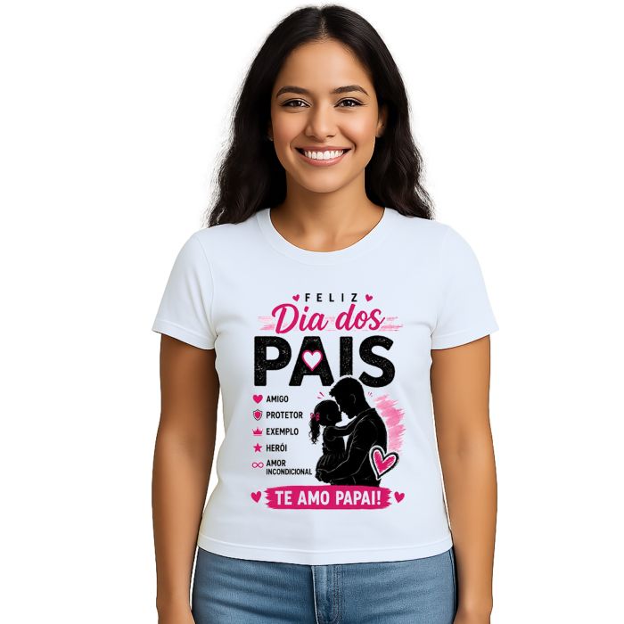 Camiseta Feliz Dia Dos Pais Papai Estampa Personalizada