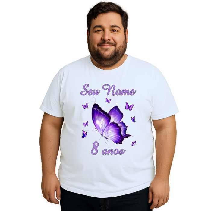 Camiseta Borboletas Purple Butterflies Estampa Personalizada