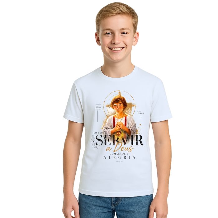 Camiseta São Tarcísio Servir a Deus Estampa Personalizada