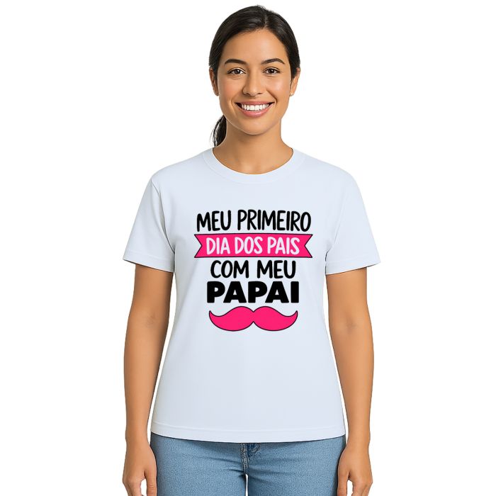 Camiseta Primeiro Dia Dos Pais Bigode Estampa Personalizada
