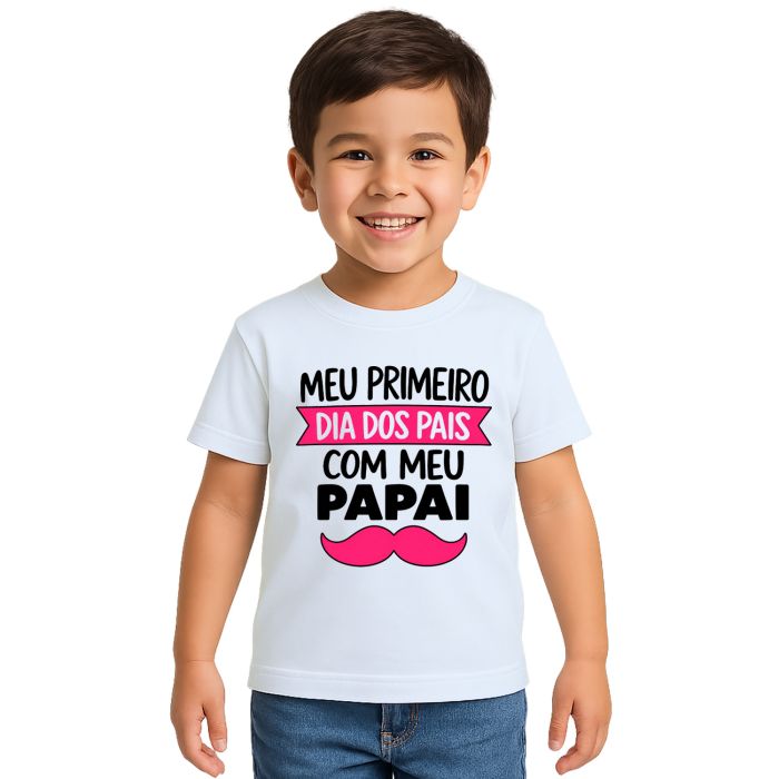 Camiseta Primeiro Dia Dos Pais Bigode Estampa Personalizada