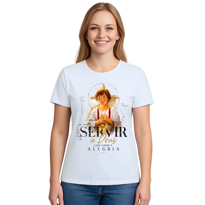 Camiseta São Tarcísio Servir a Deus Estampa Personalizada