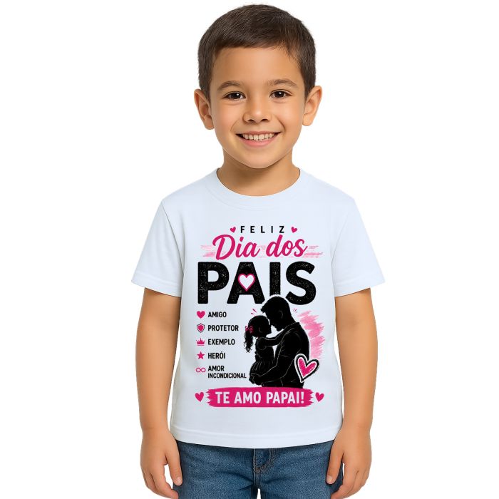 Camiseta Feliz Dia Dos Pais Papai Estampa Personalizada