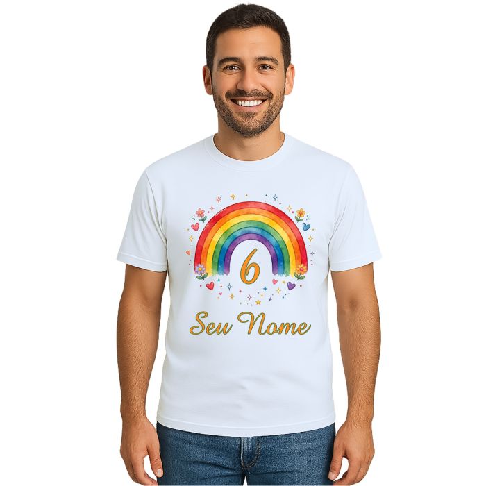 Camiseta Arco Íris Mundo Colorido Estampa Personalizada