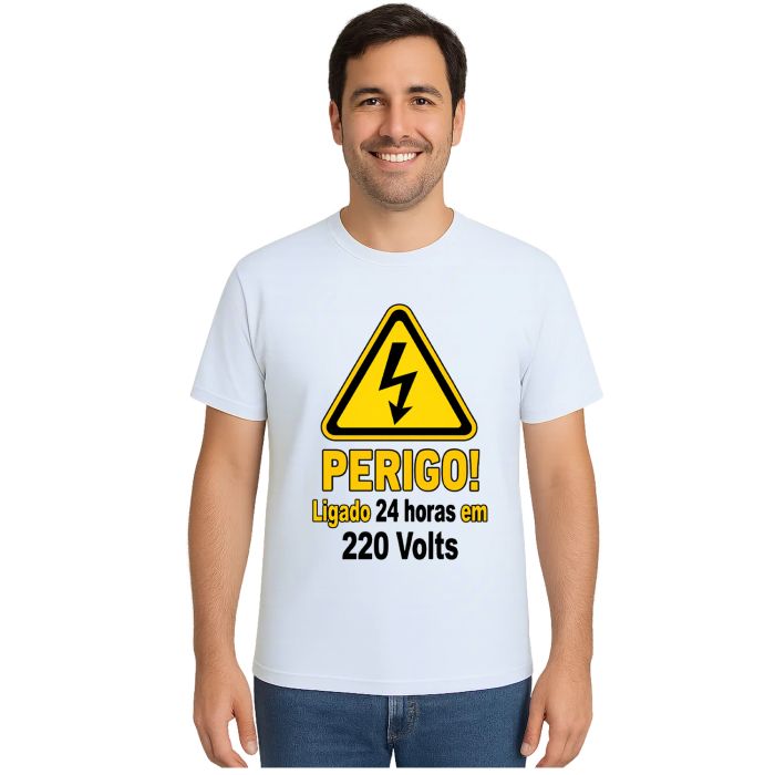 Camiseta Ligado 24 Horas em 220 Volts Estampa Personalizada