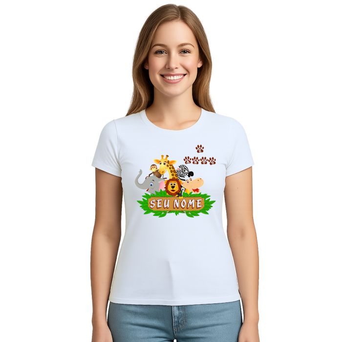 Camiseta Safari Floresta Animais Estampa Personalizada