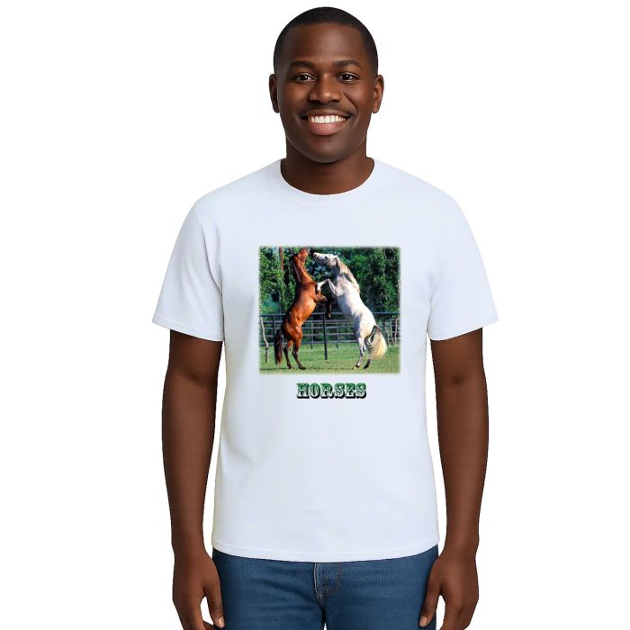 Camiseta Cavalos no Campo Estampa Personalizada