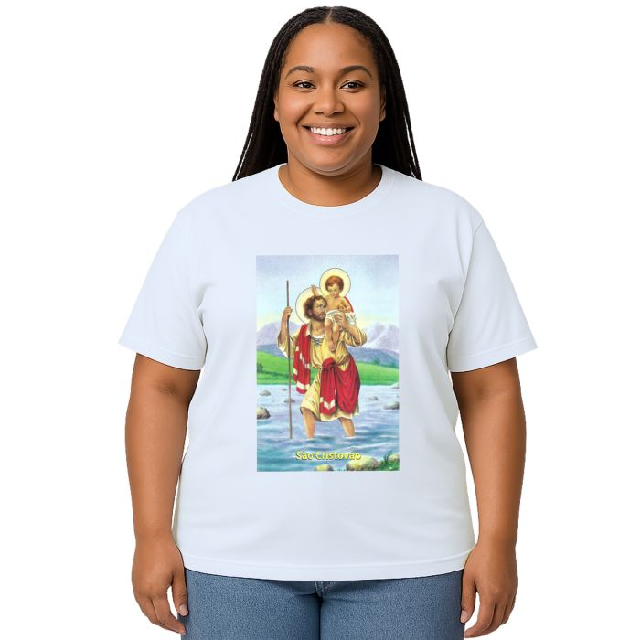 Camiseta São Cristóvão Santo Estampa Personalizada