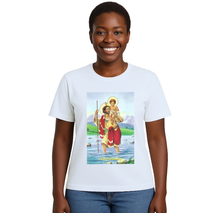 Camiseta São Cristóvão Santo Estampa Personalizada