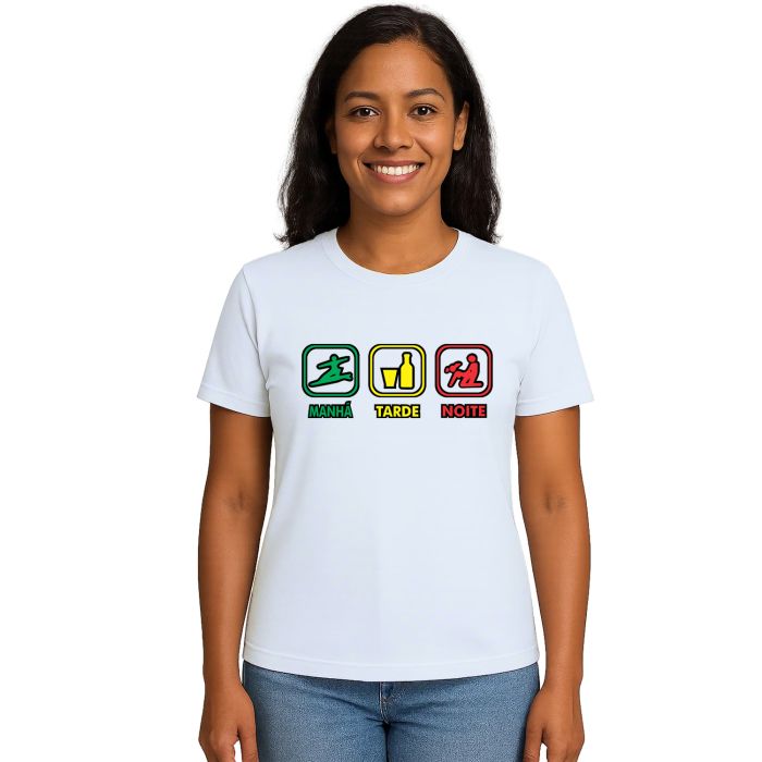 Camiseta Manhã Tarde Noite Surf Drink Sex Personalizada