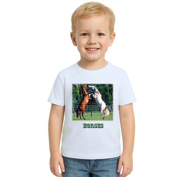 Camiseta Cavalos no Campo Estampa Personalizada